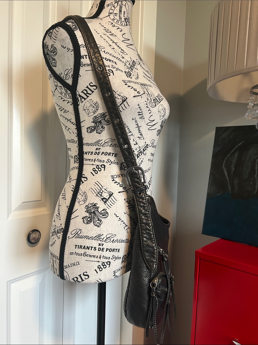 Leather Multi-Zip Hobo Shoulder Bag - Gunmetal - Picture 4 of 15